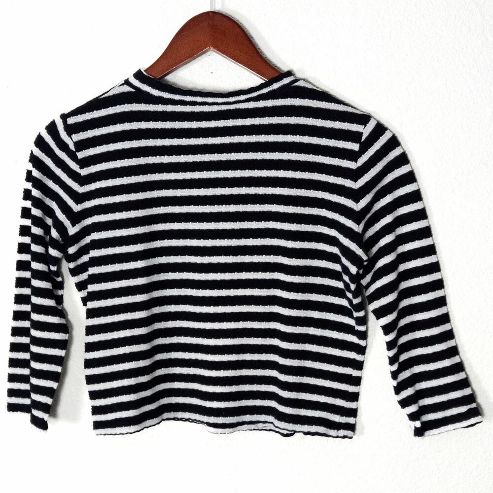 Free People Cropped Striped Knit Top Small Black White Nautical Preppy - Picture 2 of 7